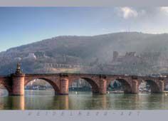 Postkarte  Schloss und Alte Brücke im Nebel